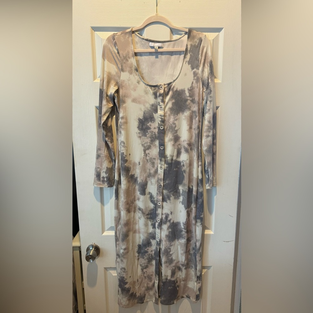 Nordstrom maxi long sleeve dress with buttons